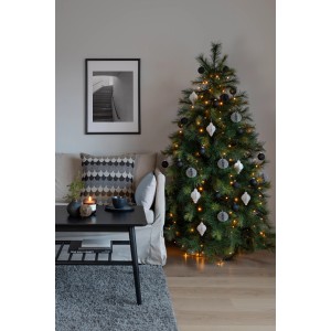 Weihnachtsbaum mit Konstsmide LED Baummantel, 5 Stränge, 40 bernsteinfarbene Dioden, Innen-Lichterkette.
