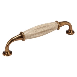 SOTECH Porzellangriff META BA 128 mm Messing Antik Krakeliert