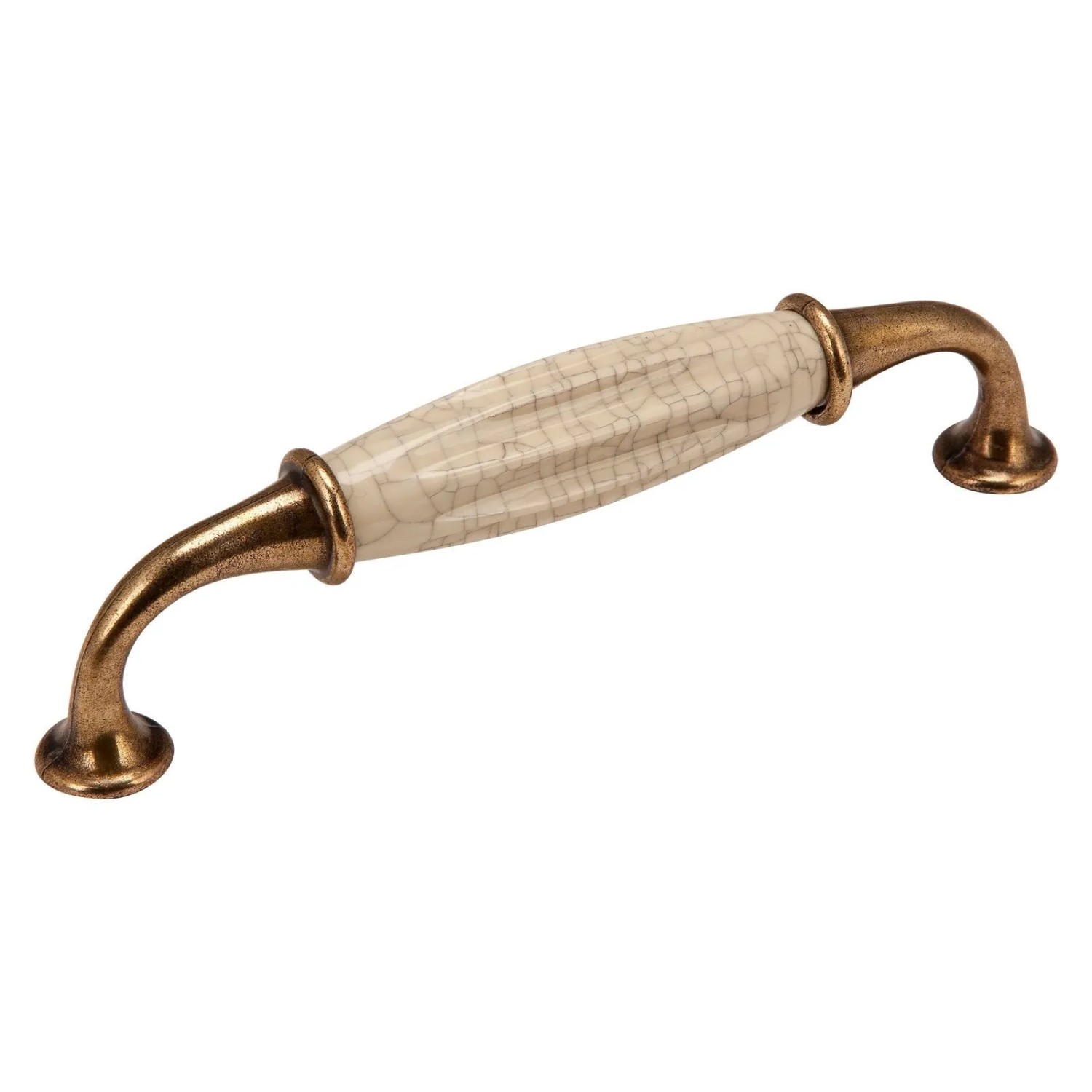 SOTECH Porzellangriff META BA 128 mm Messing Antik Krakeliert