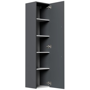 Posseik Hochschrank Levana Gr. XXL 150 Grafit, offene Tür mit Einlegeböden.