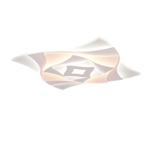 Moderne, mattweiße Trio LED Deckenleuchte Akita, 48x48cm, mit geometrischem Design.