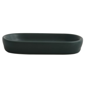 Dunkelgrüne MSV Seifenschale Maonie aus Keramik, ovale Form.