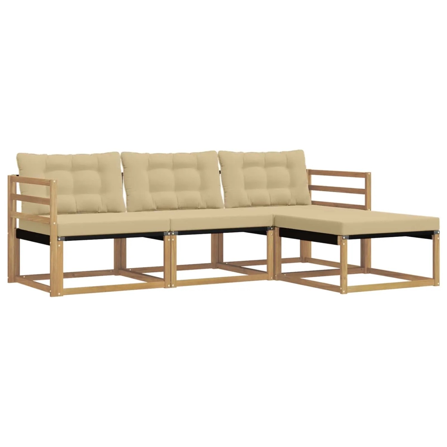 vidaXL Outdoor-Sofagarnitur mit Kissen 4 Stk Weiß und Beige 3388555