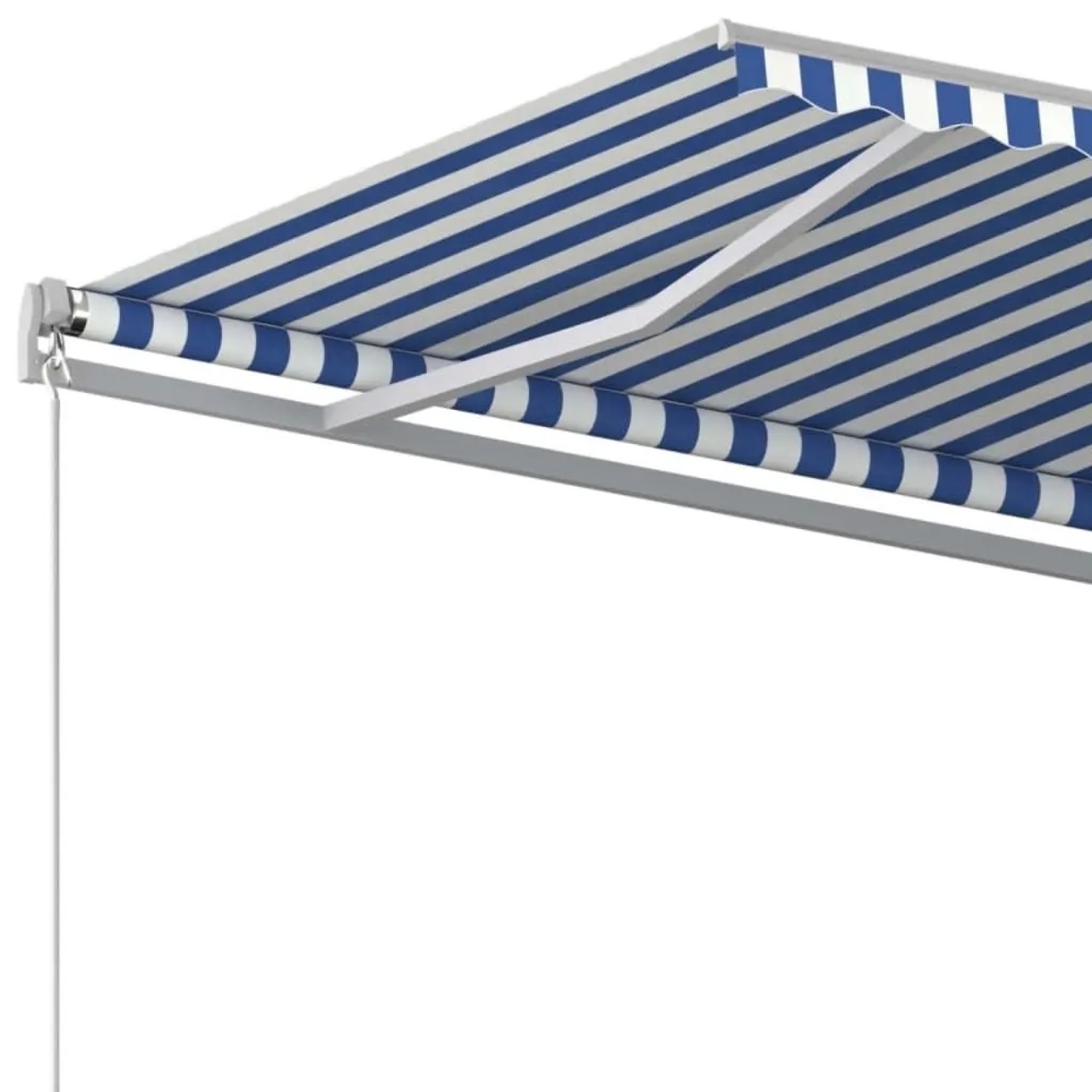 vidaXL Markise, manuell einziehbar, 400x350 cm, blau-weiß gestreift, mit weißem Rahmen.