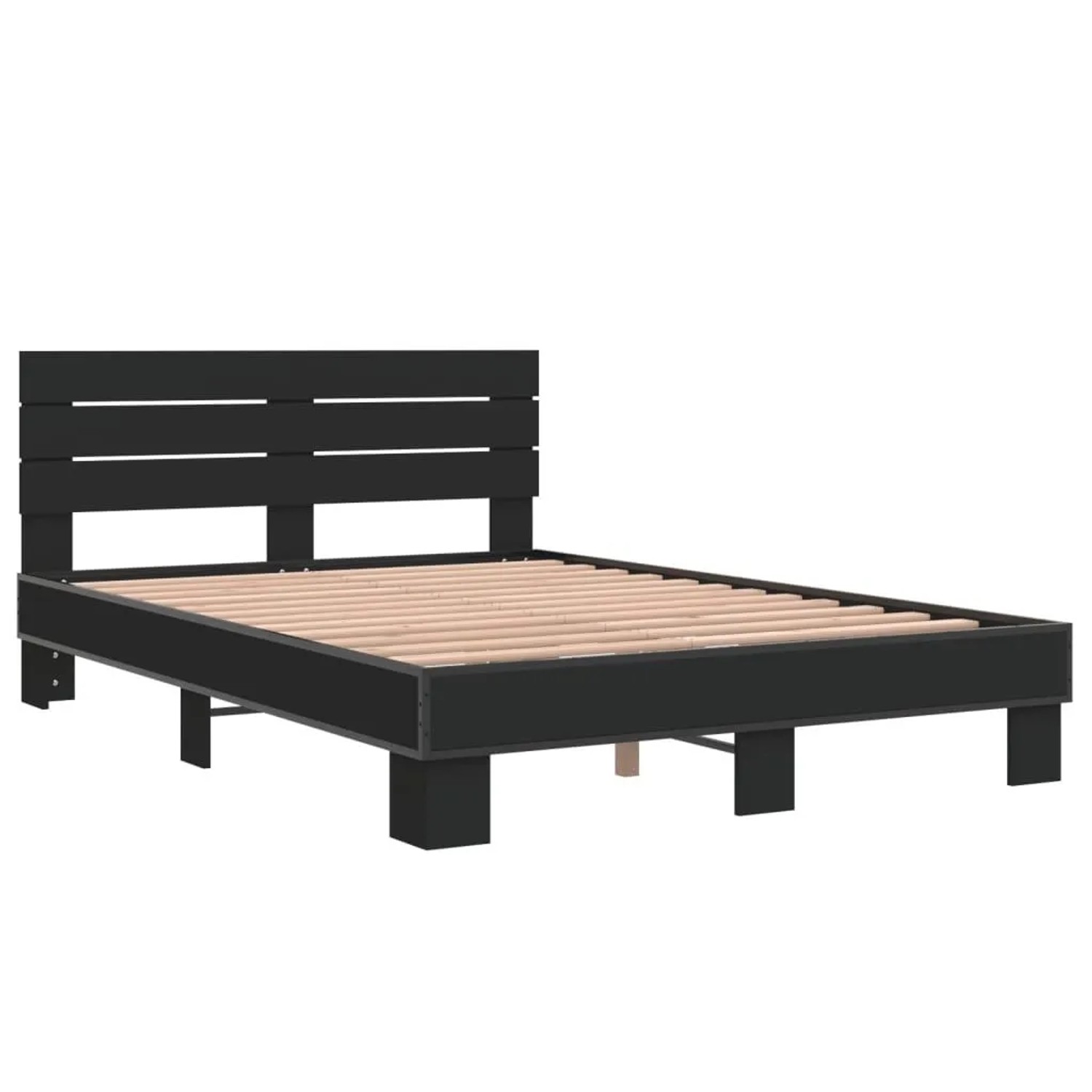 vidaXL Bettgestell Schwarz 135x190 cm Holzwerkstoff und Metall 3280162 günstig online kaufen