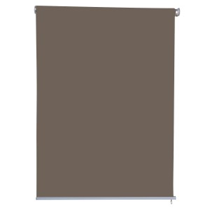 Braunes Sichtschutzrollo für den Außenbereich, 1,2 x 2,3 m. Rollo aus Polyester mit Aluminiumgestänge.