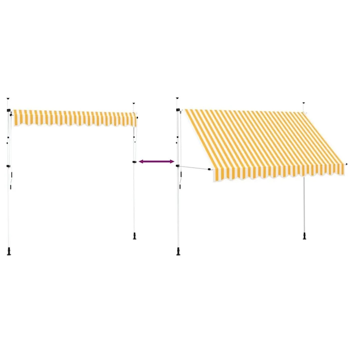 vidaXL Einziehbare Markise, 300 cm, orange-weiß gestreift, mit Stahlrahmen und Handkurbel.