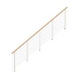 StarWood Metallgeländer Kos, 350 cm, mit Eiche Rundhandlauf, weiße Pfosten und Edelstahl Füllstäbe.