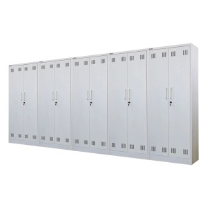 PROREGAL Mega Deal 5x Putzmittelschrank Rhino Metall 2 Türen Abschließbar Besenschrank Schmal 170x70x30Cm 5 Fächern & Kleiderstange Weiß Putzschrank