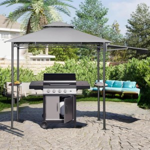 Sekey Grillpavillon 356x150 cm Wasserdicht Winterfest mit Markise und Ablage