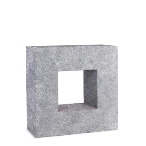 Hellgrauer Pflanzwerk Vista Premium Pflanzkübel mit quadratischer Aussparung.