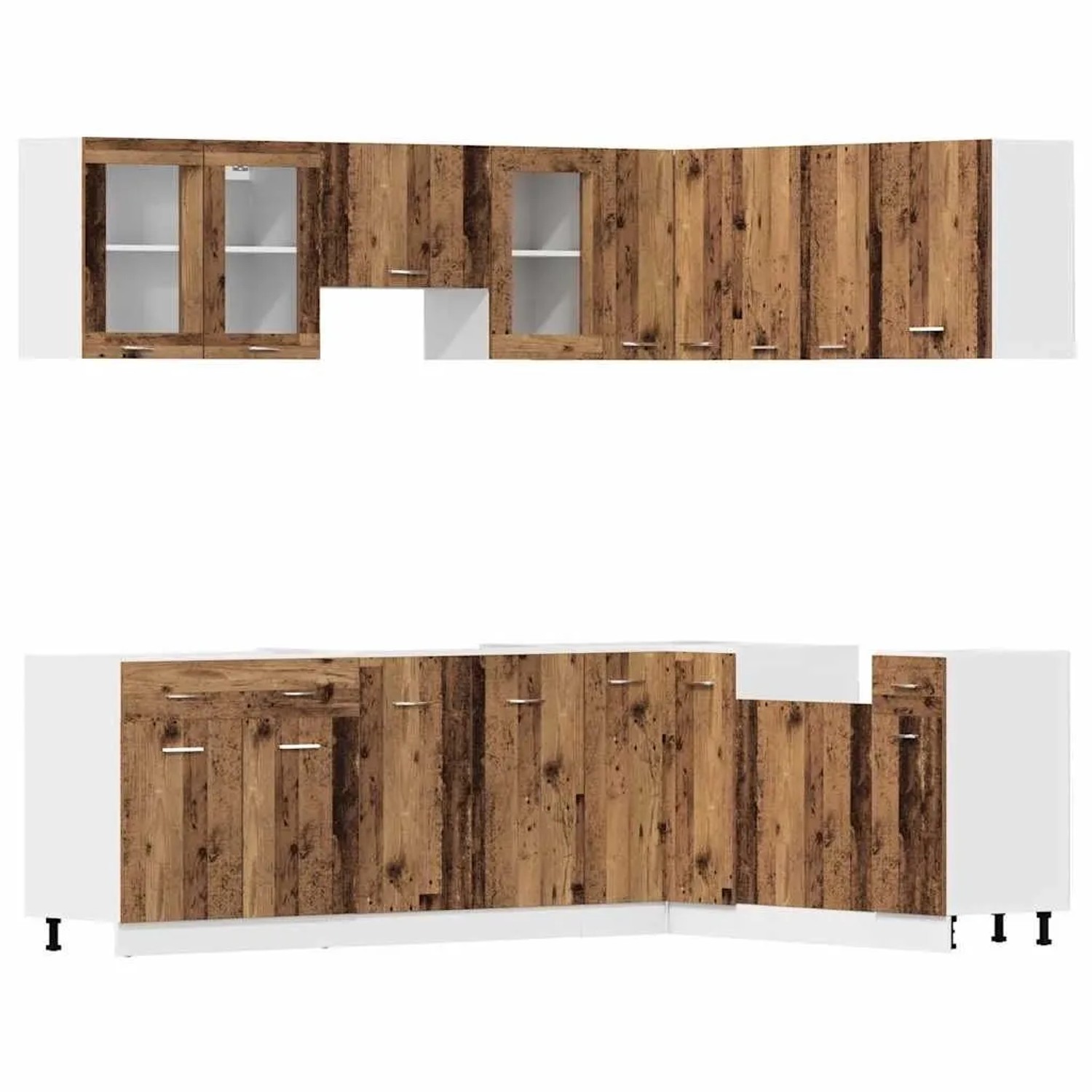 vidaXL 11 Tlg Küchenschrank-Set Lyon Altholz-Optik Holzwerkstoff 3328577