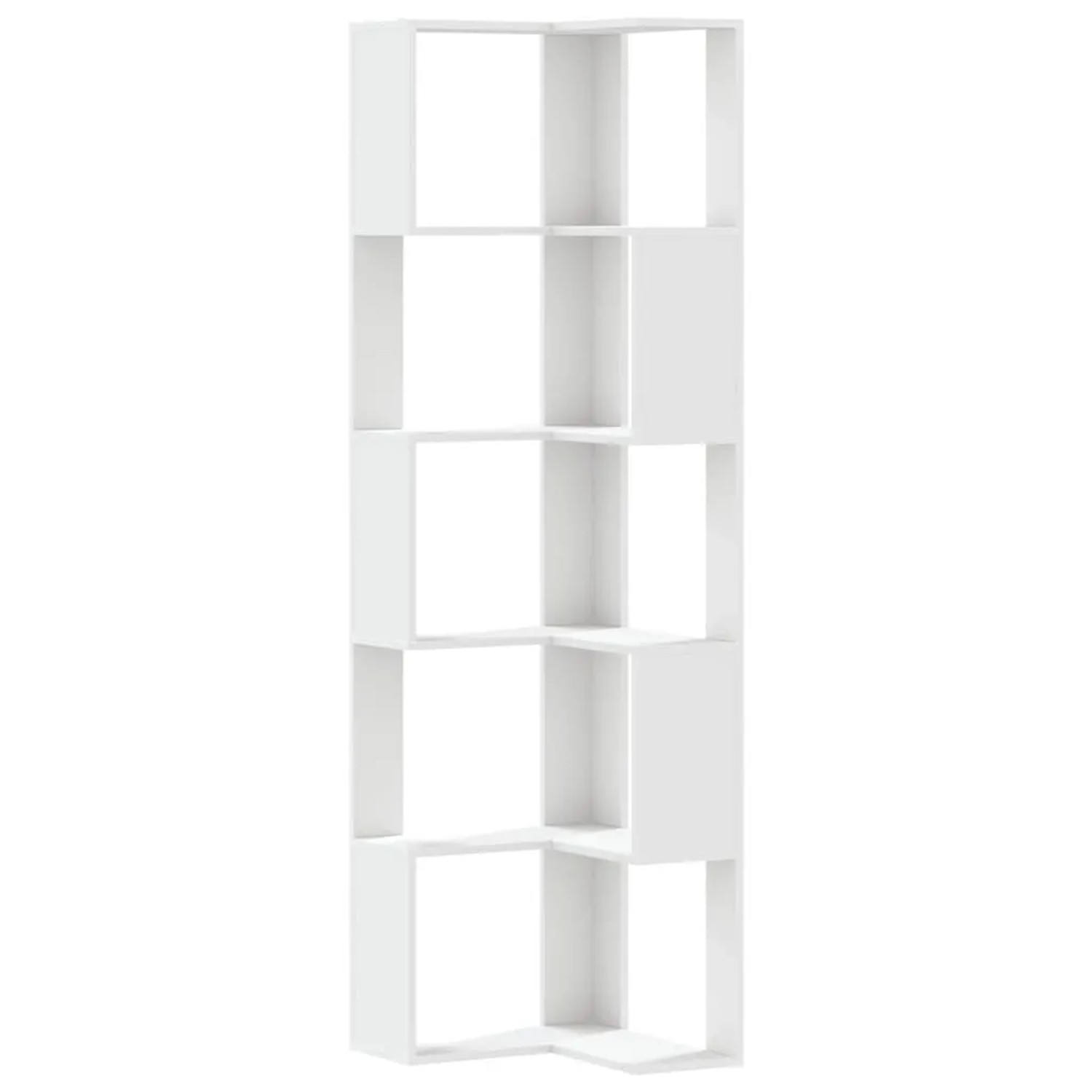 vidaXL Eck-Bücherregal 5 Böden Weiß 50x50x179 cm Holzwerkstoff 852582