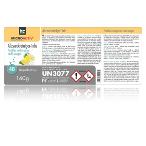 Microactiv Allzweckreiniger Tabs, 160g Dose mit 48 Reinigungstabletten für Haushalt und Gewerbe.