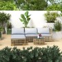 Outsunny Rattan Gartengarnitur, beige-graues 5-teiliges Set mit Tisch und Polstern.