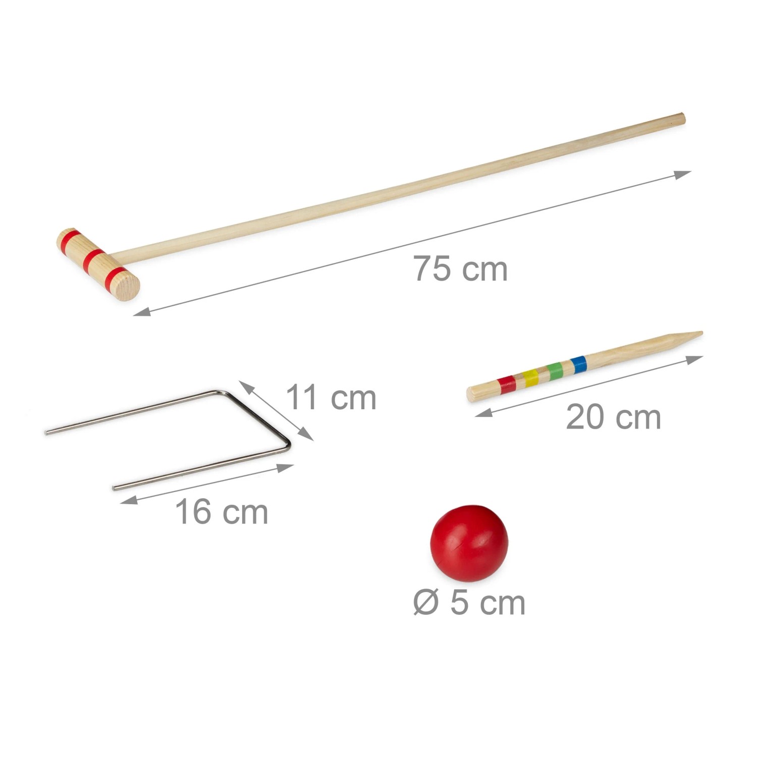 Relaxdays Krocket Spiel Kiefernholz Eisen Natur Für 2 bis 4 Spieler 75 cm 0,9 kg_4