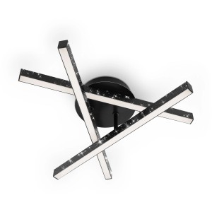 Moderne, schwarze Brilo LED-Deckenleuchte Rey mit 3 Leuchtarmen und Glitzereffekt. Ideal als Deckenlampe.