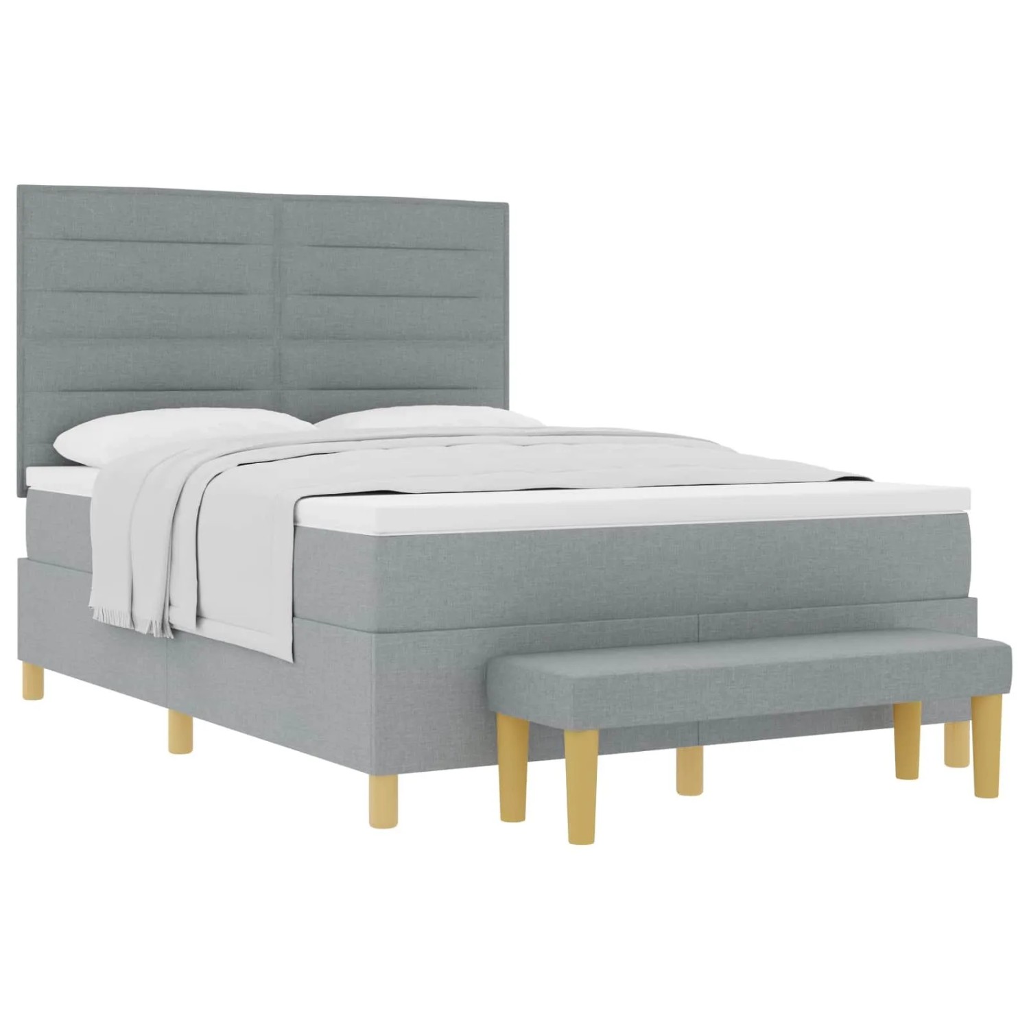 vidaXL Boxspringbett mit Matratze Hellgrau 140 x 190 cm Stoff 3344219 günstig online kaufen