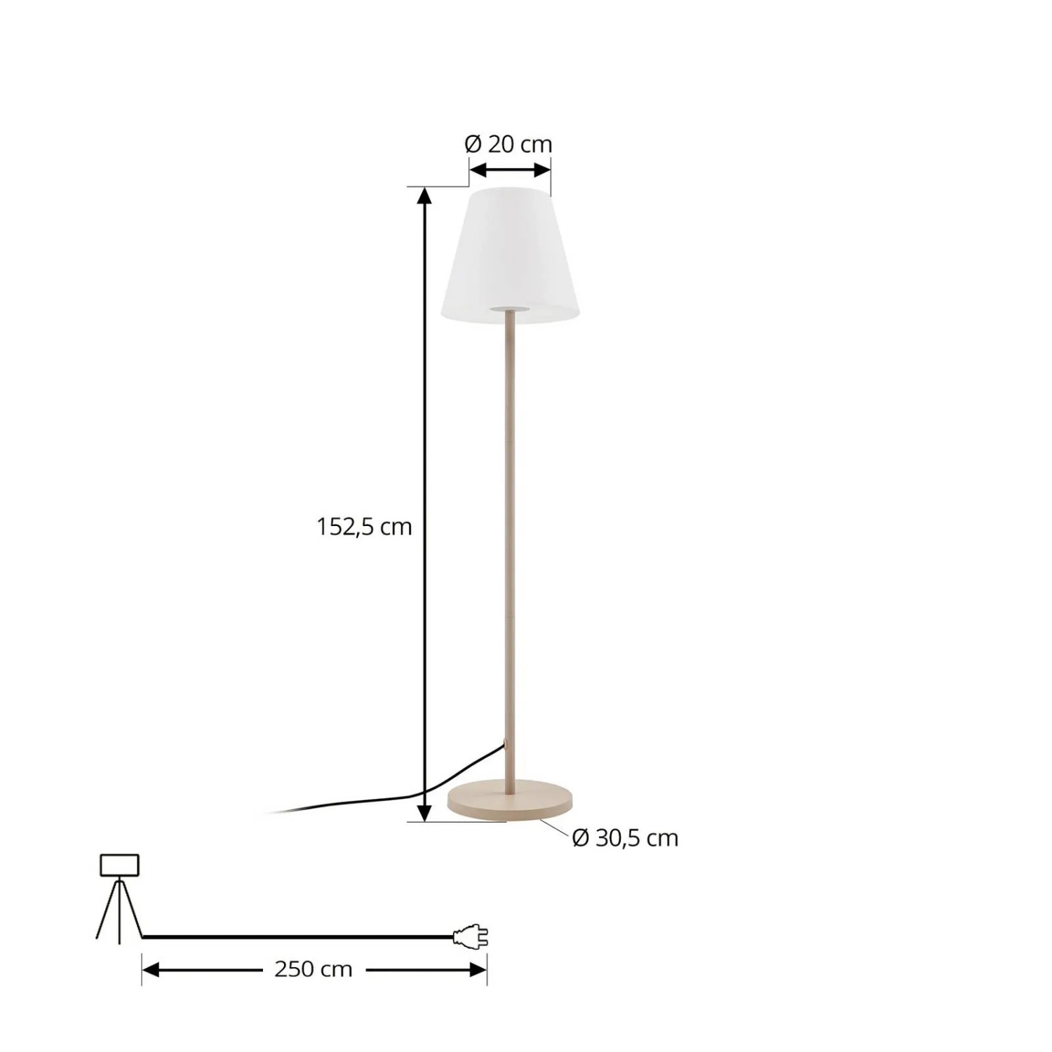 Lucande Stehlampe Terrassenlampe 150 cm Stehleuchte Terrassenleuchte IP65 Außenleuchte mit Strom 1x E27 ohne Leuchtmittel Gartenlampe Outdoorstehlampe_5