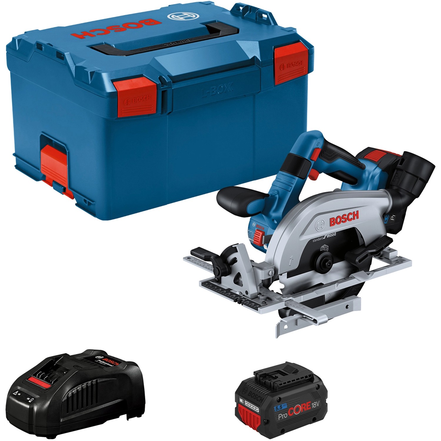 Bosch Professional Akku-Kreissäge GKS 18V-57-2 L mit 2x 5.5Ah & GAL in L-Boxx