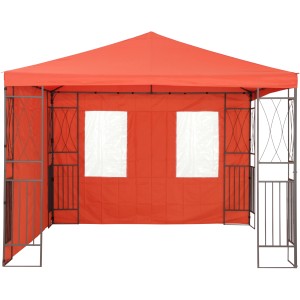 tepro Seitenteil-Set Kaemi Terrakotta, 2-teilig: 1 geschlossen, 1 mit 2 Fenstern für Pavillon.