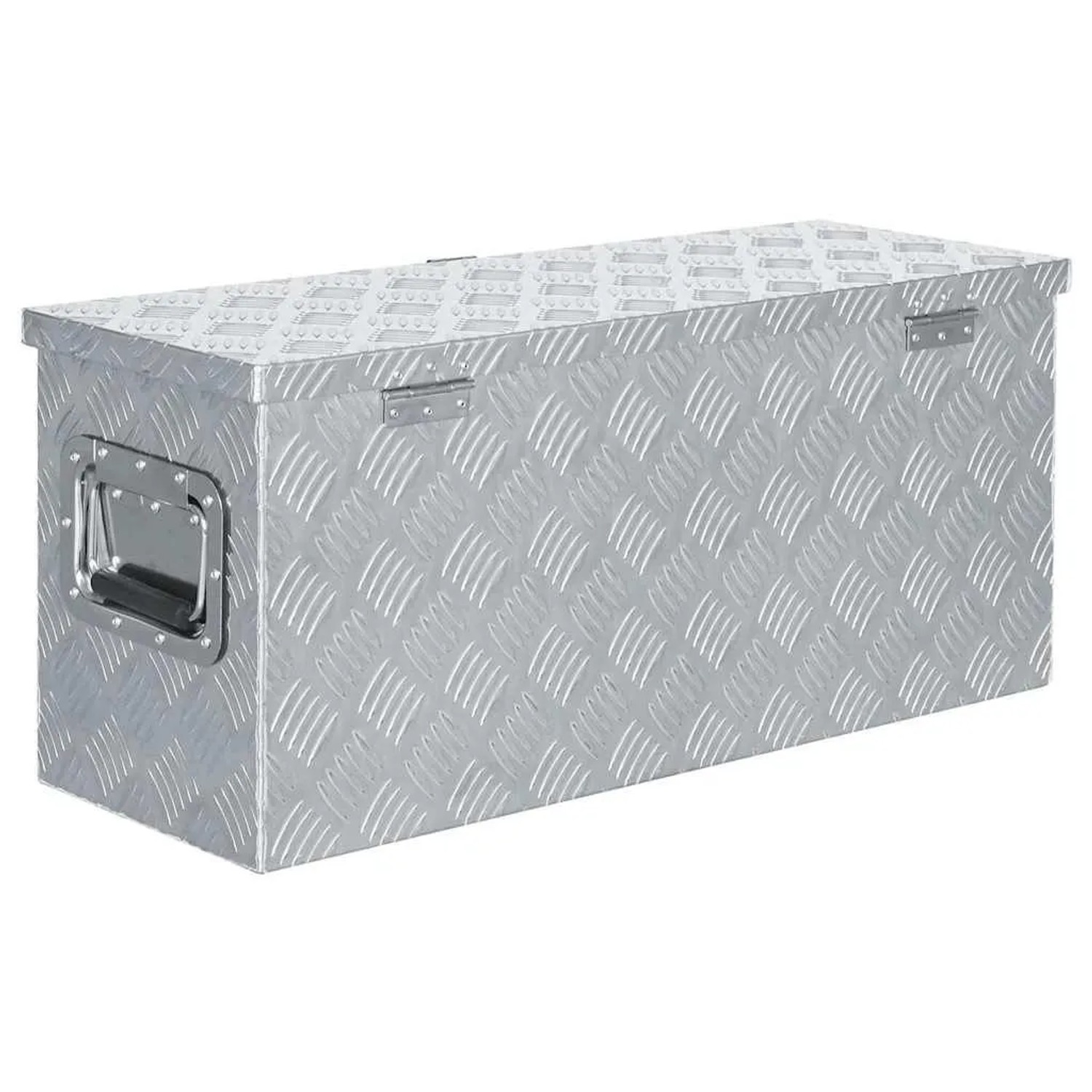 DELUKE Aluminiumbox Mit Deckel Abschließbar Alubox Deichselbox Alu Anhängerbox Werkzeugkiste Transportbox Metallkiste 76,5x26,5x33cm Silber_4
