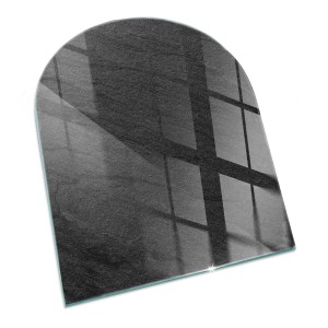 Tulup Glasplatte für Kamin Steinoberflächenstruktur Glasplatte für Kaminöfen Halbkreis 80x70 cm Schwarz Glasplatte für Kamin Glas unter Kamin
