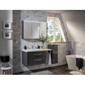 Fackelmann Spiegelschrank Denver, 110 cm, Anthrazit mit Softclose-Türen im modernen Badezimmer.
