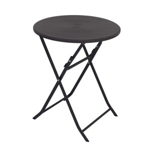 Grauer TRUTZHOLM Balkontisch, klappbarer Gartentisch mit Holzoptik und 60 cm Durchmesser.