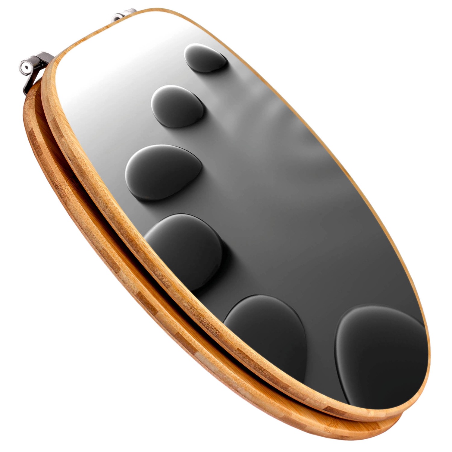 Banjado WC-Sitz aus Bambus mit Motiv Schwarze Steine, Universal Toilettendeckel für Standard WCs.