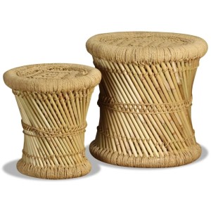 vidaXL Hocker 2 Stk Bambus und Jute 244221