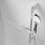 Detailaufnahme: Aurlane Komplettdusche 85x85 Silber Matt mit Handbrause und Ablage.
