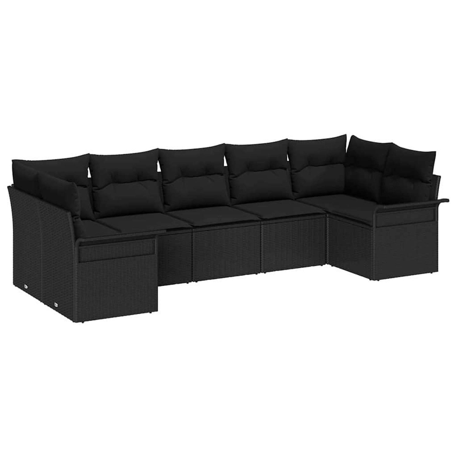 vidaXL Garten-Sofa-Set mit Kissen 7-Tlg Schwarz Poly Rattan 3345513 günstig online kaufen