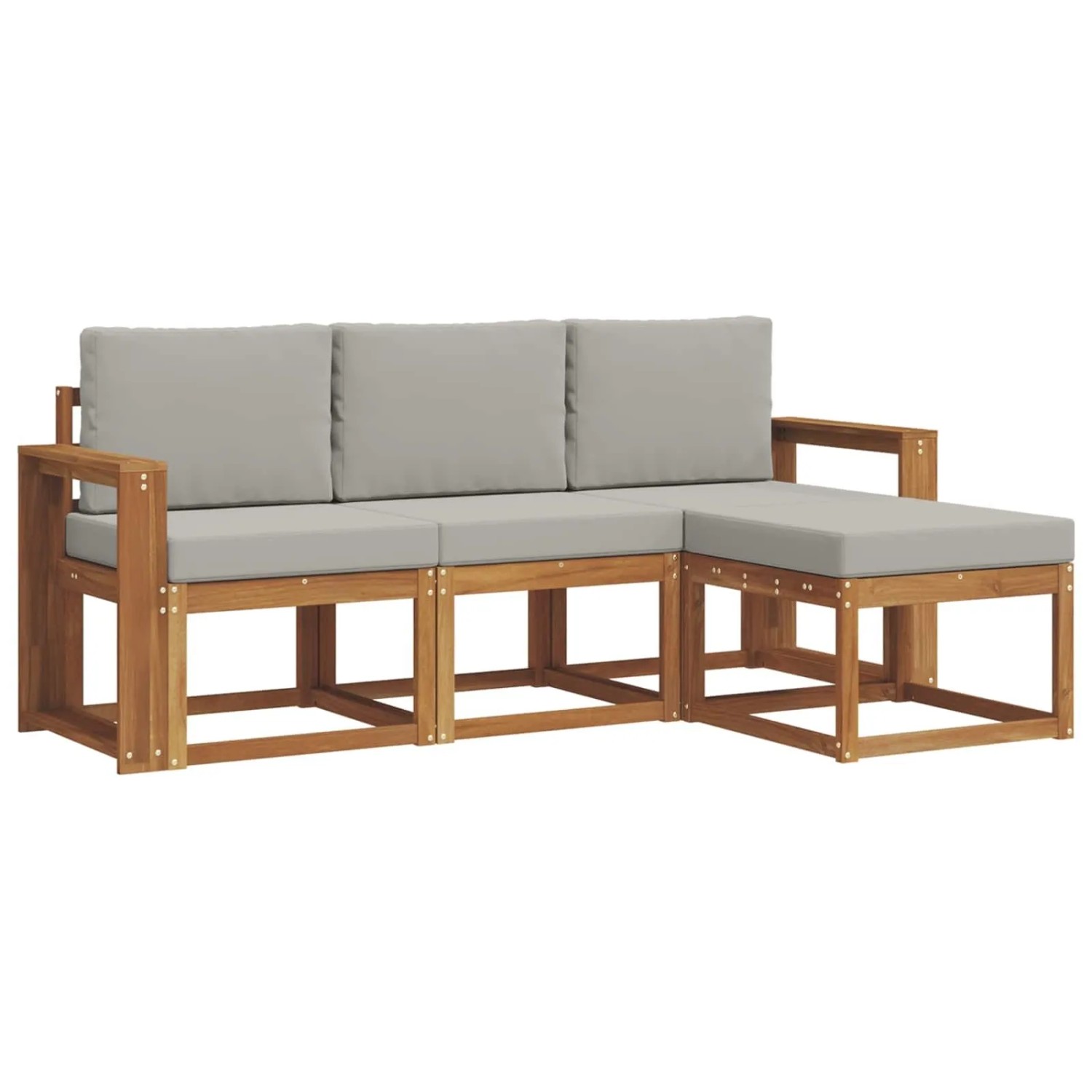 vidaXL Outdoor-Sofagarnitur mit Kissen 4 Stk Natur und Hellgrau 3366224