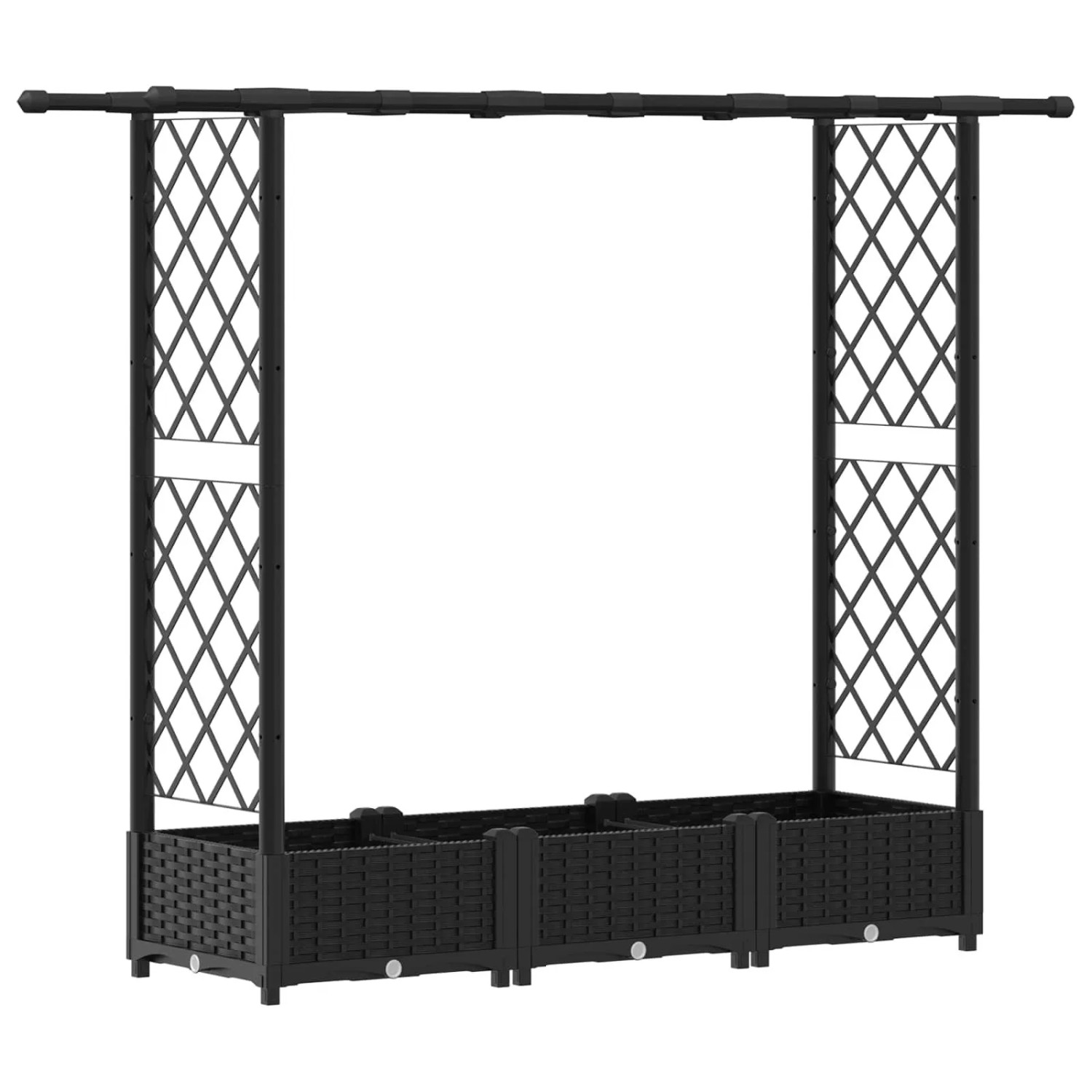 vidaXL Hochbeet mit Rankgitter und Dach Schwarz 164 x 40 x 123 cm PP 42032540
