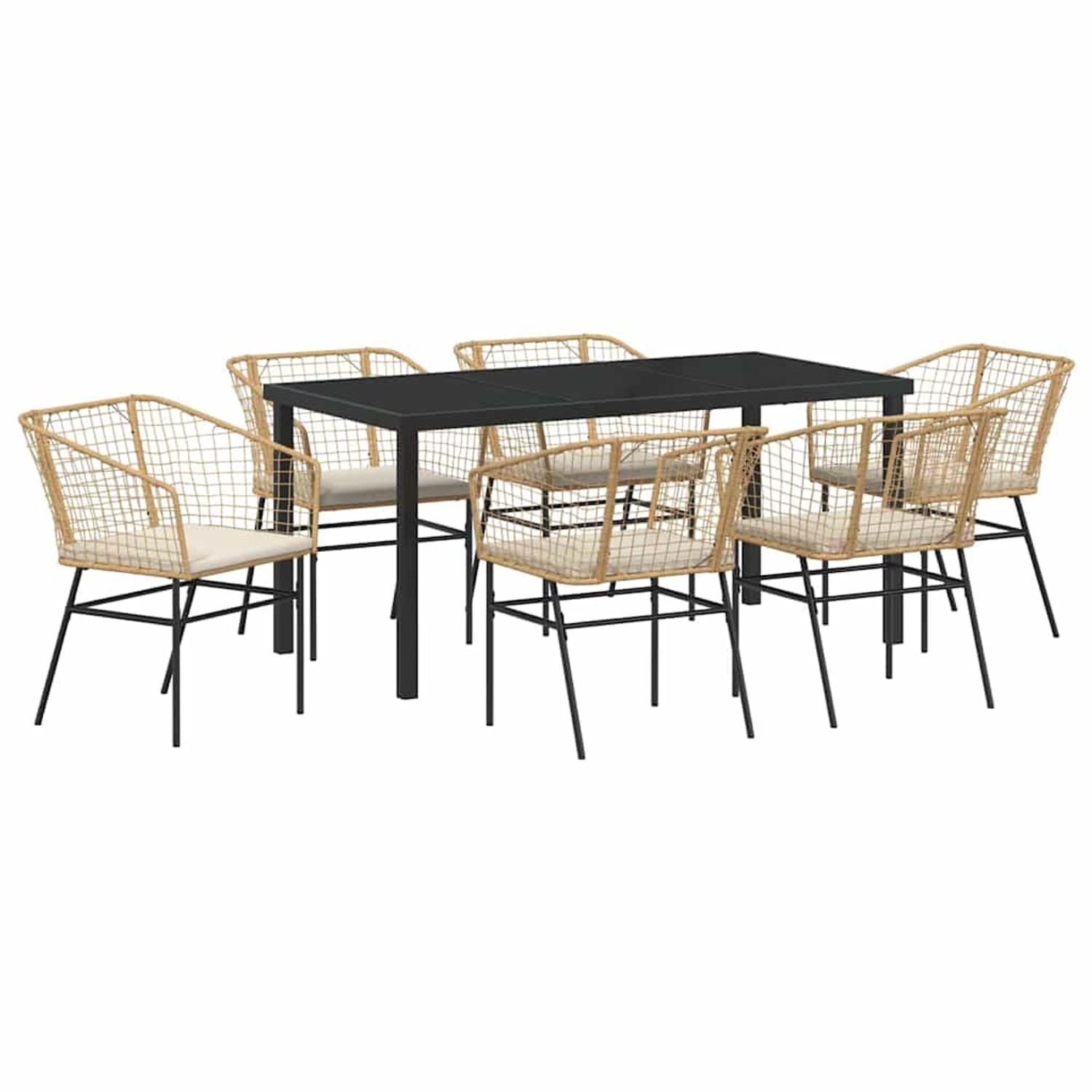 vidaXL Garten Essgruppe 7-Tlg Braun Poly Rattan 3380915 günstig online kaufen
