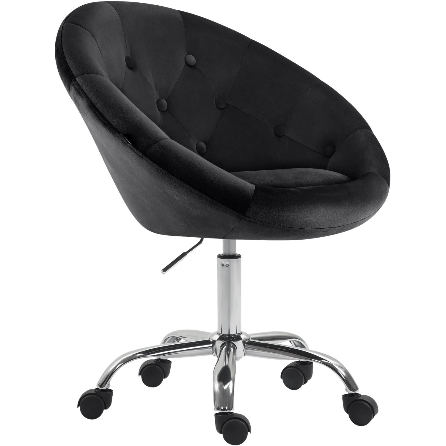 DELUKE Arbeitshocker TURKU 65x57x85cm Samt Schwarz Arbeitsstuhl Drehhocker Rollhocker Bürohocker