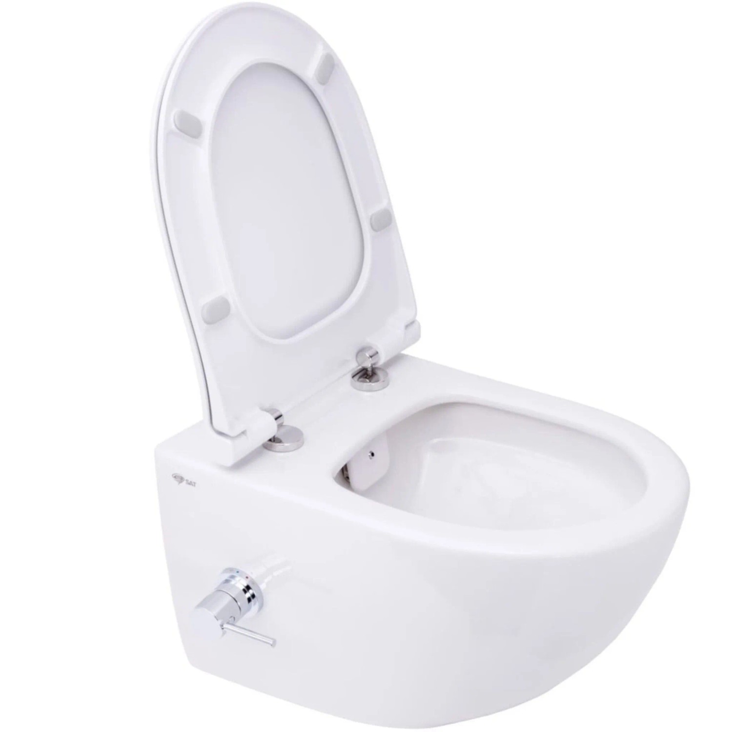 Swiss Aqua Technologies Wand-Dusch-WC Aquacare mit Bidetfunktion und VitrA Integrierter Thermostatarmatur und SoftClose TakeOff WC-Sitz