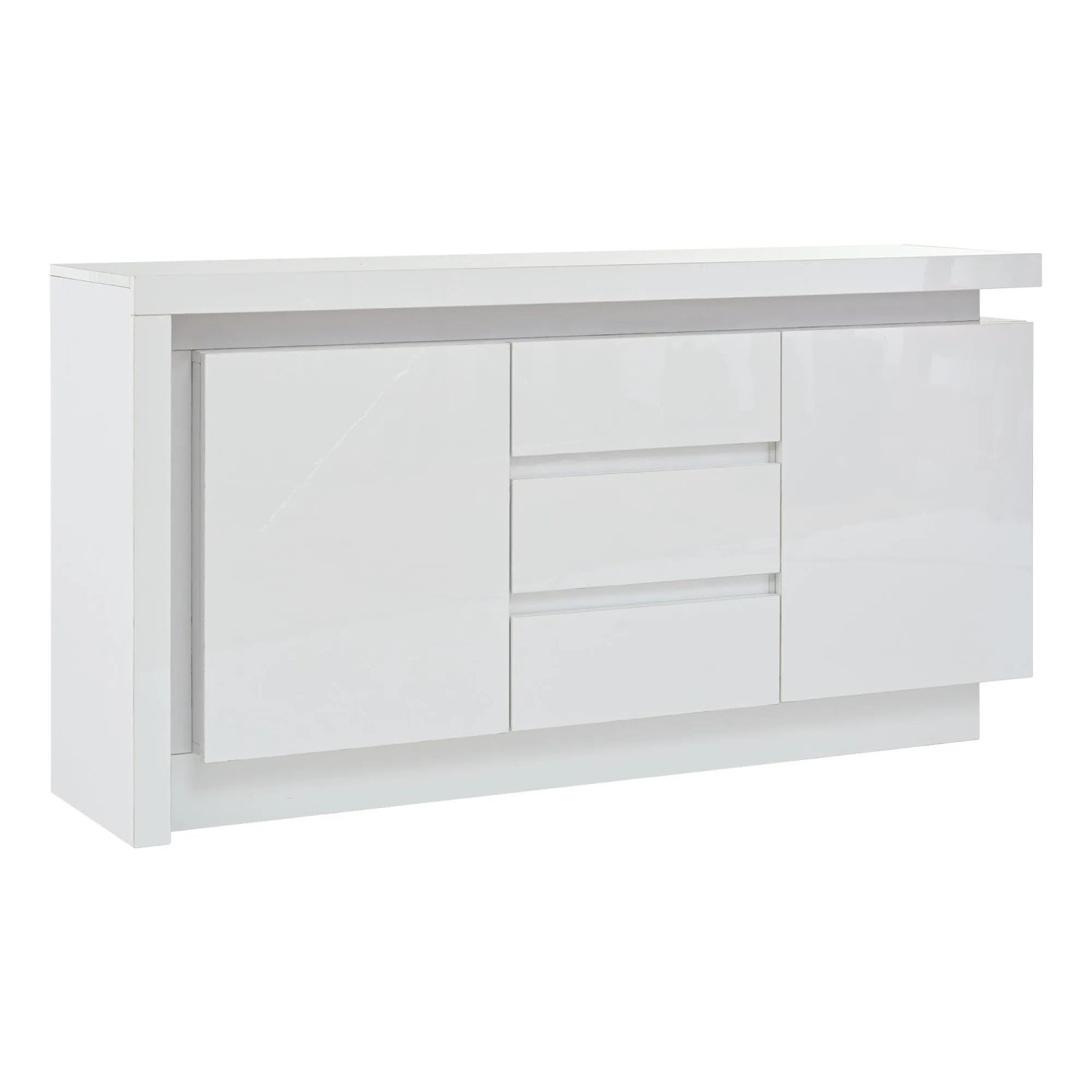 okwish Sideboard mit 3 Schubladen LED Wohnzimmer 140x35x72cm Weiß