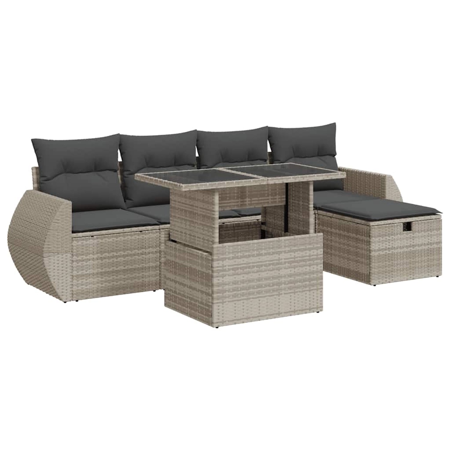 vidaXL 6-Tlg Garten-Sofagarnitur mit Kissen Hellgrau Poly Rattan 3327892 günstig online kaufen