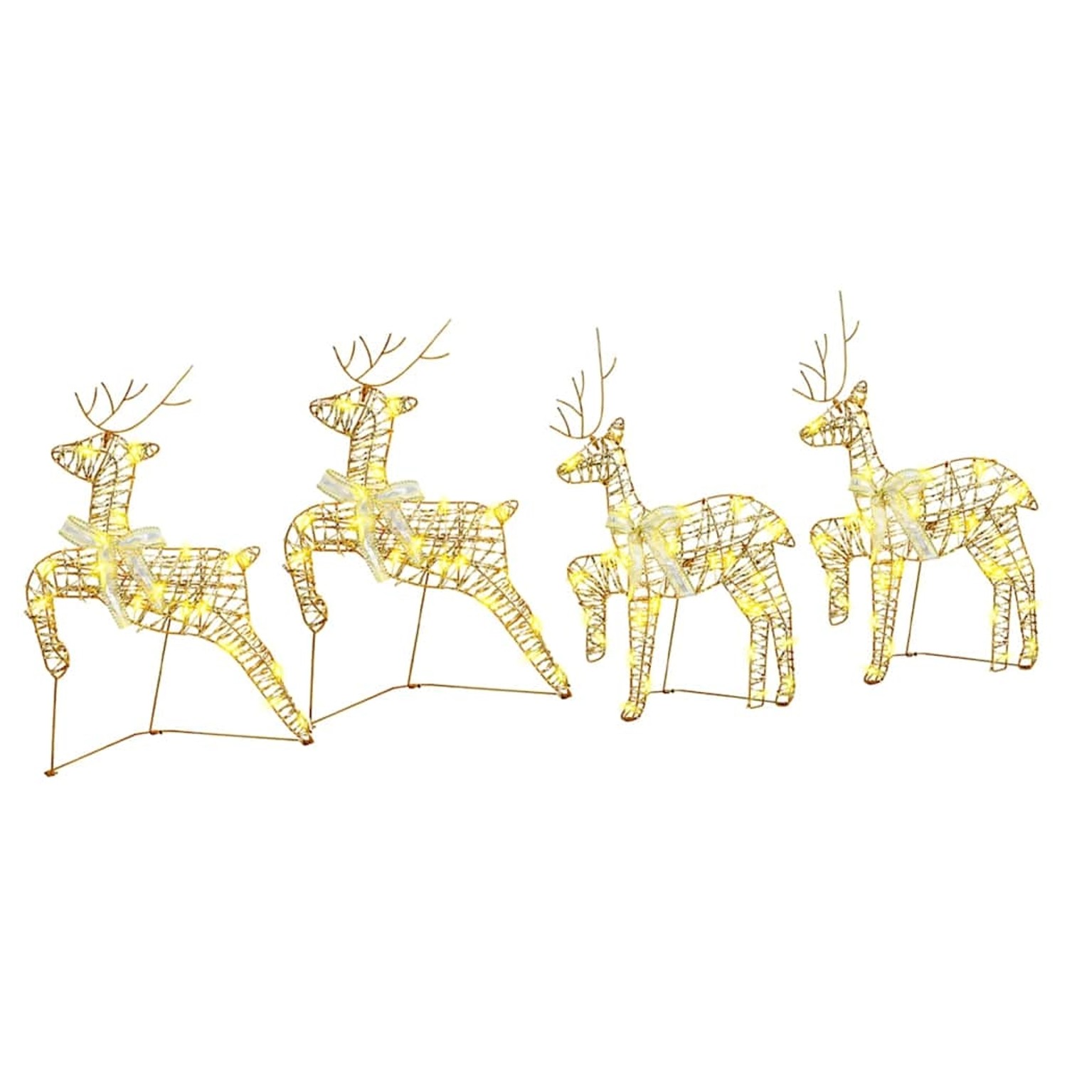 vidaXL LED Rentiere mit 80 LEDs 4 Stk Gold PET 3399384