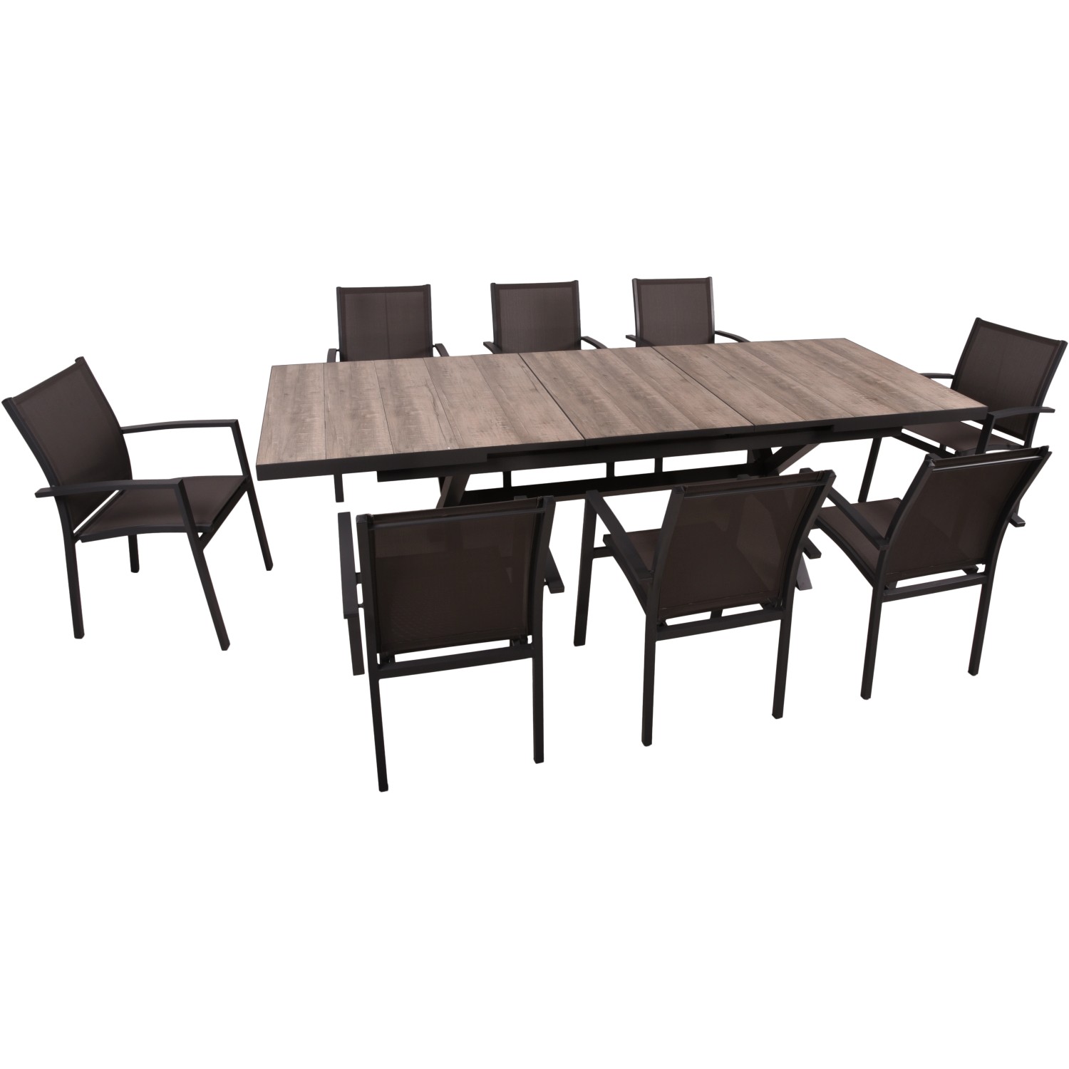 Garden Pleasure Gartenmöbel-Set Rana/Elena 9-teilig mit Ausziehtisch Dunkel günstig online kaufen