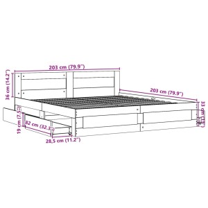 vidaXL Bettgestell mit Kopfteil ohne Matratze Weiß 200x200 cm 3295534
