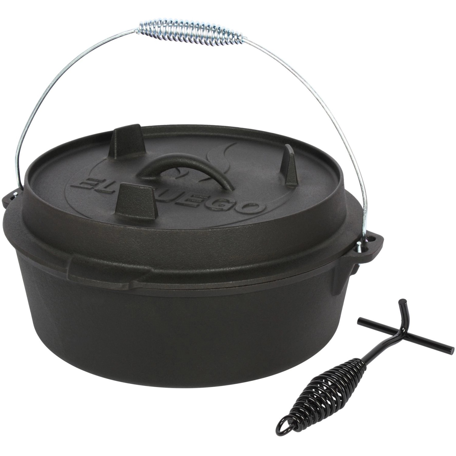 El Fuego Dutch-Oven Gusseisen 5,6 l Deckel 1,7 l Schwarz