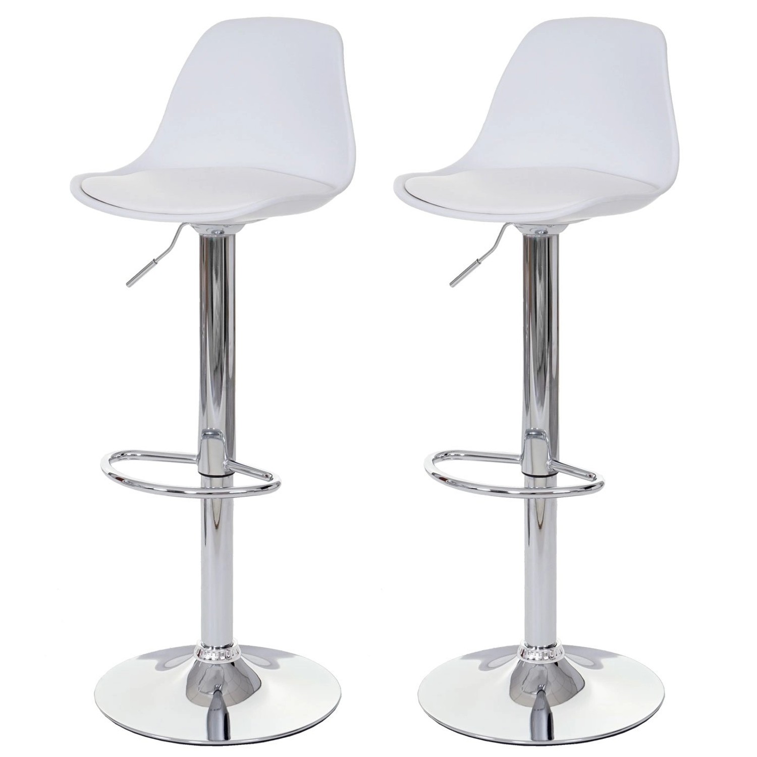 PROREGAL 2er-Set Barhocker Einfach Sitzhöhe 60-80cm Kunstleder Weiß Tresenh günstig online kaufen