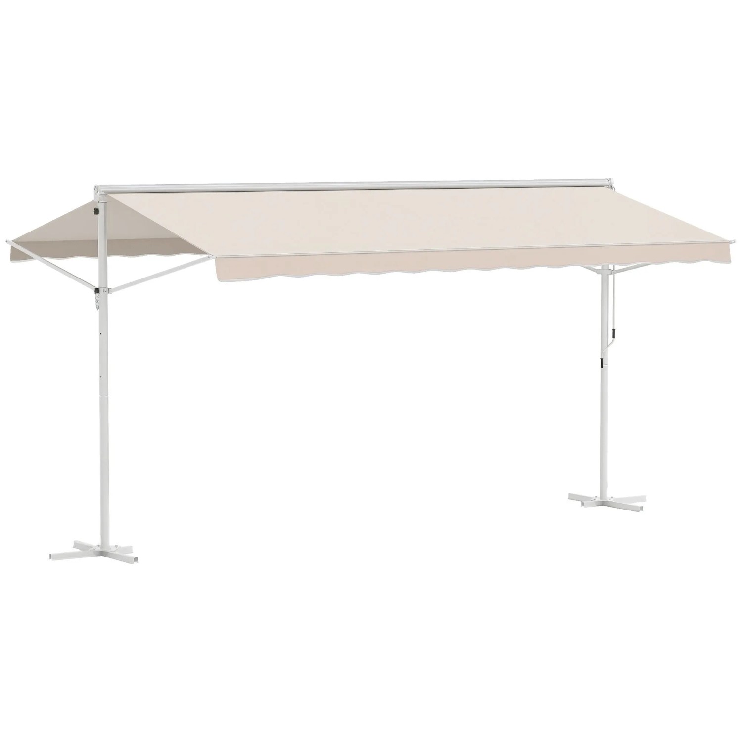 Furnicato Standmarkise Markise 45 X 34m Terrassenüberdachung Gartenmarkise Mit Faltarm Kurbel Terrasse Creme Alu Metall