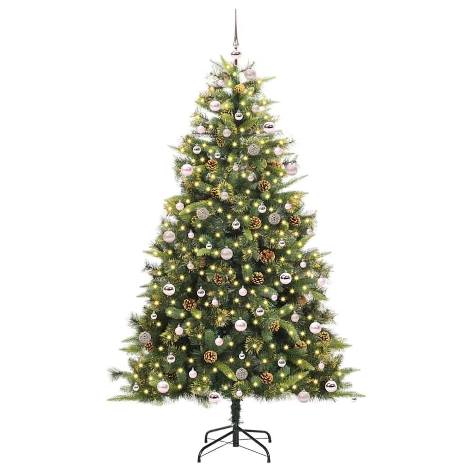 vidaXL Künstlicher Klapp-Weihnachtsbaum mit Tannenzapfen Grün 240 cm 3395109