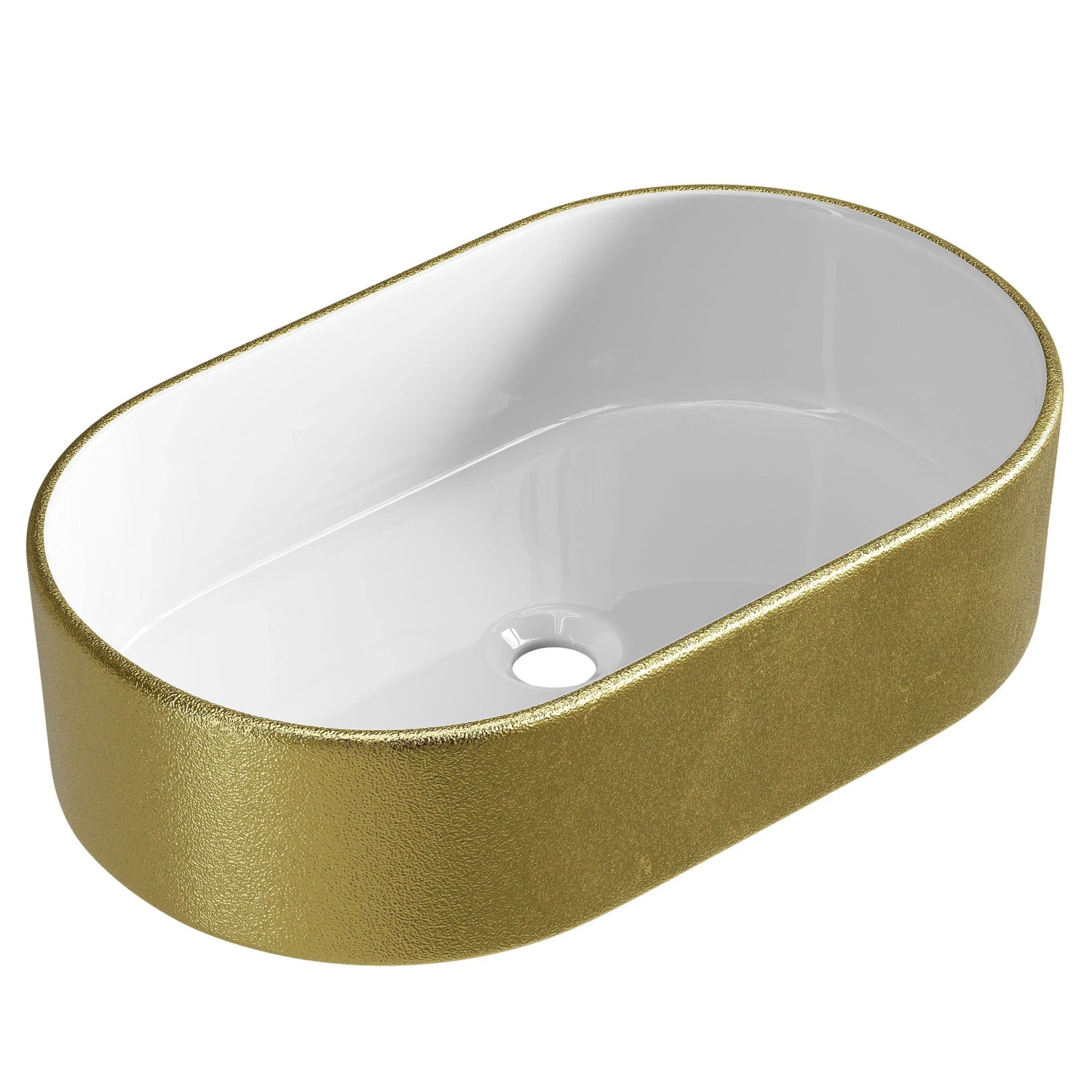Planetmöbel Aufsatzwaschbecken 55 cm Gold Oval Keramik