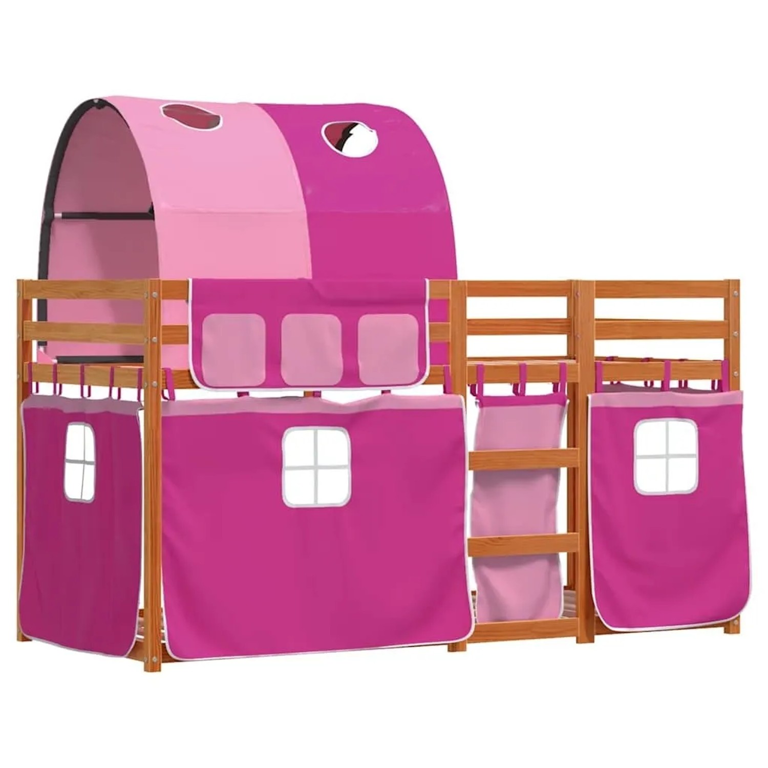 vidaXL Etagenbett mit Vorhängen Rosa 90x190 cm Massivholz Kiefer 3284041 günstig online kaufen