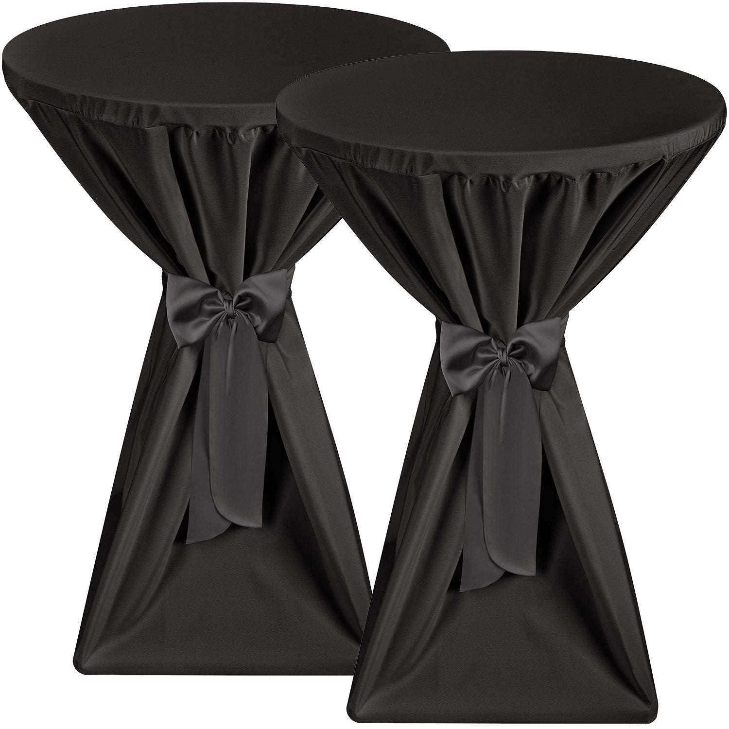 Beautissu Premium Stehtischhusse Ø 60cm Schwarz 2tlg